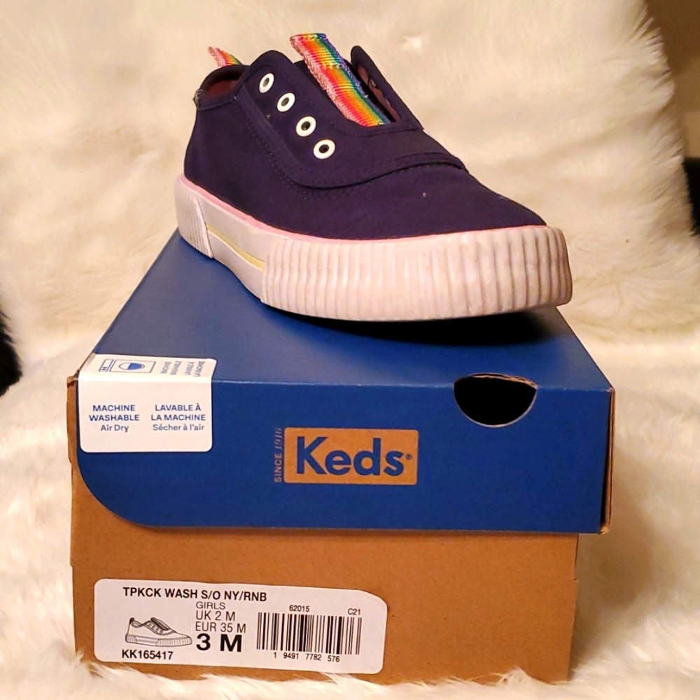 Navy/Rainbow Keds Size 3